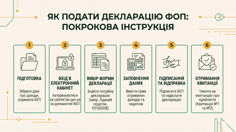 Як подати декларацію ФОП: покрокова інструкція - інфографіка