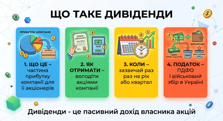 Що таке дивіденди простими словами: як виплачуються, приклад і податки - інфографіка