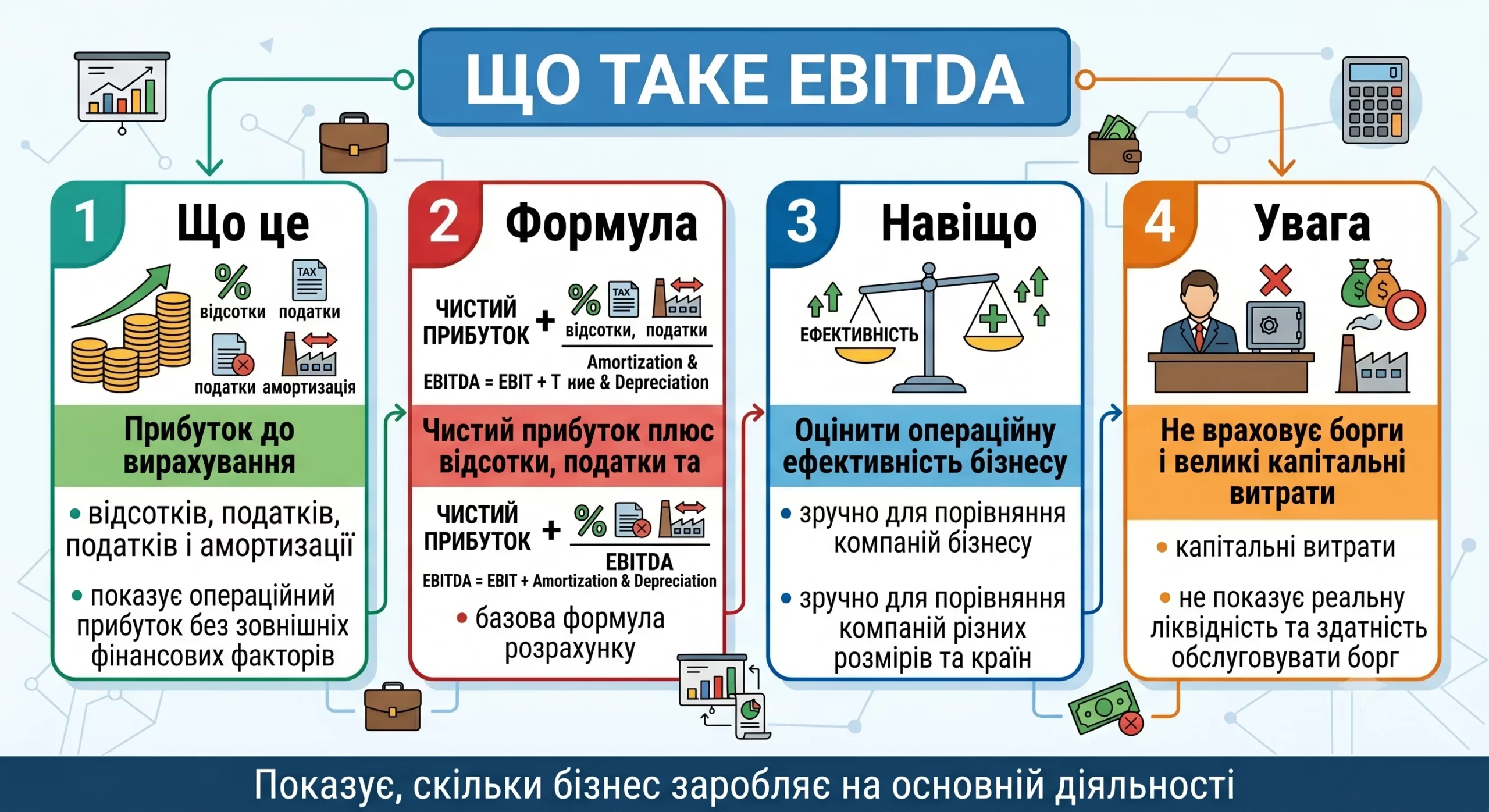 Що таке EBITDA простими словами: формула, приклад розрахунку - інфографіка