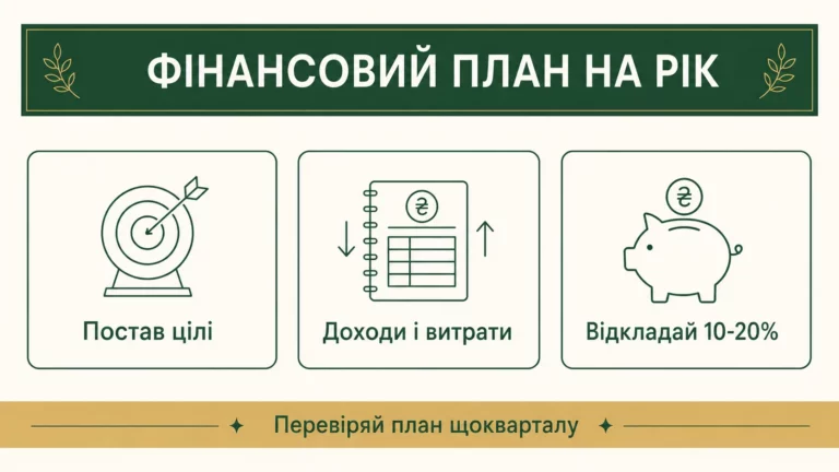 Як скласти особистий фінансовий план на рік: покрокова інструкція з шаблоном - інфографіка