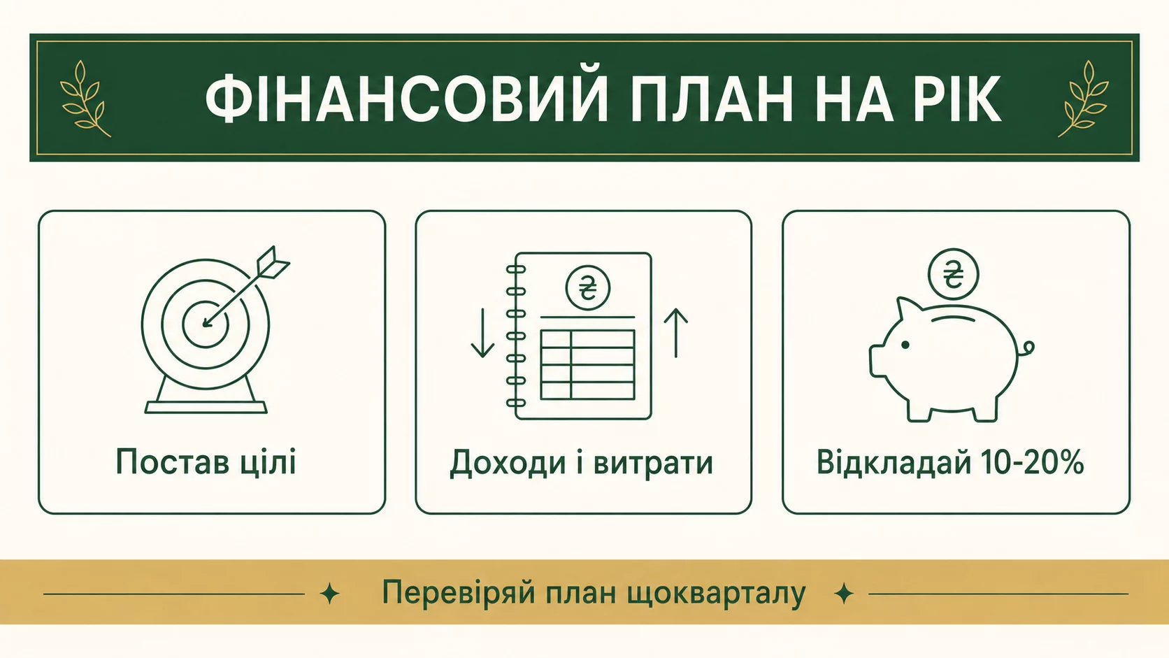 Як скласти особистий фінансовий план на рік: покрокова інструкція з шаблоном - інфографіка
