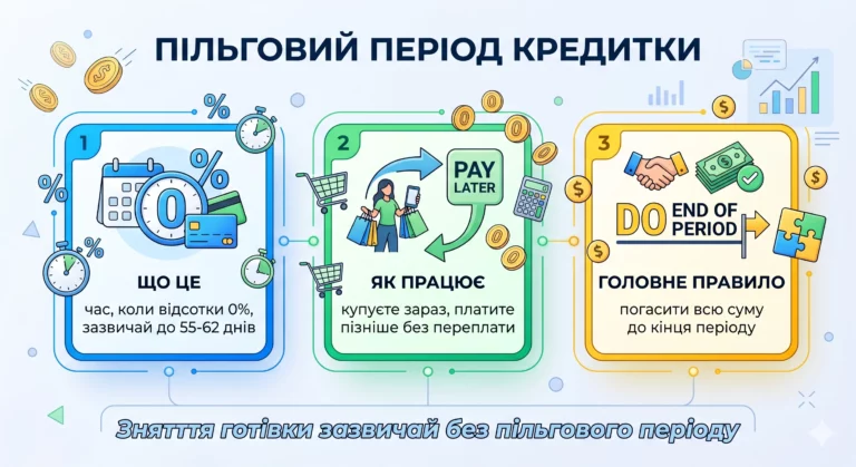 Як працює пільговий період кредитної картки: грейс-період простими словами - інфографіка