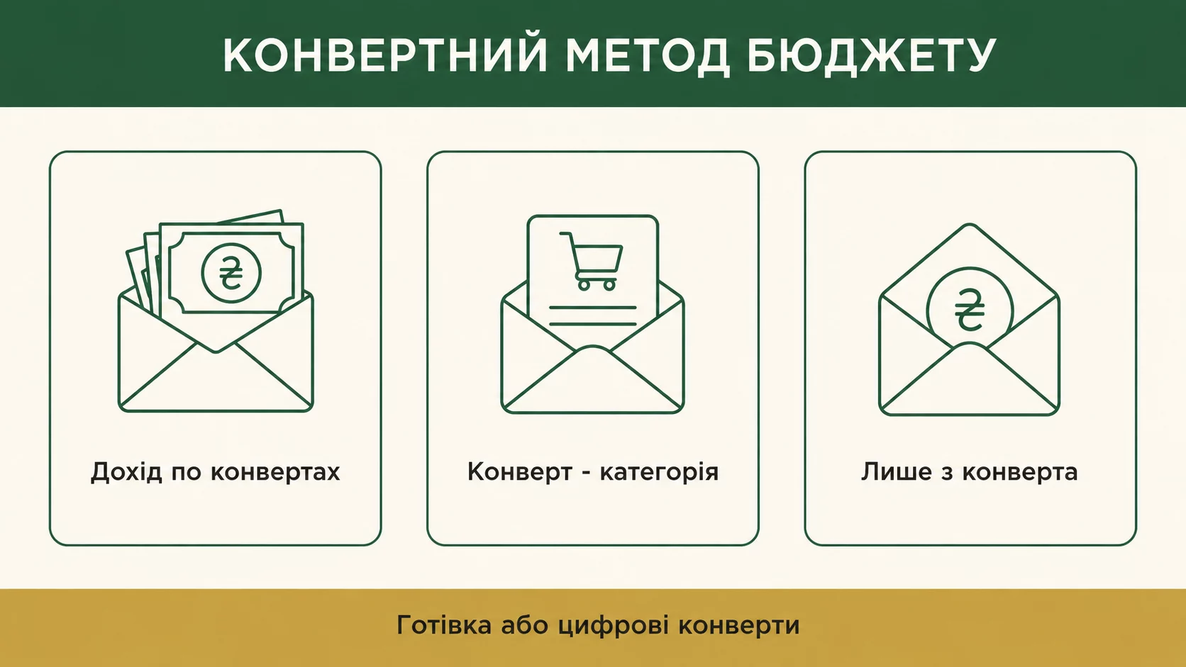 Конвертний метод бюджетування: як це працює - інфографіка