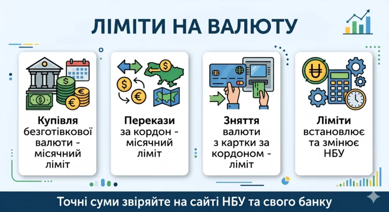 Ліміти на перекази та купівлю валюти у 2026: повний гід для фізосіб - інфографіка