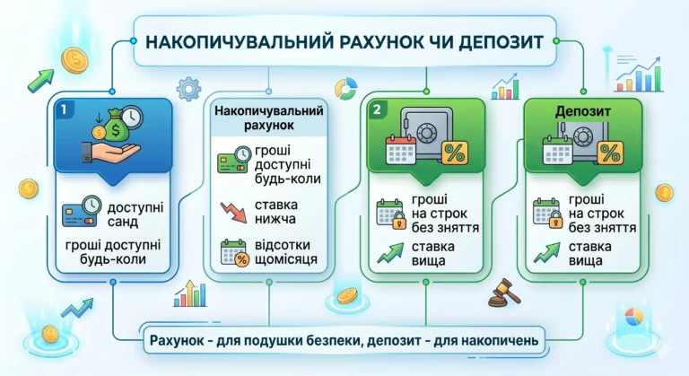 Накопичувальний рахунок чи депозит: чим відрізняються - інфографіка