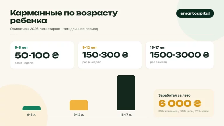 Карманные по возрасту ребенка. Ориентиры 2026: чем старше - тем длиннее период