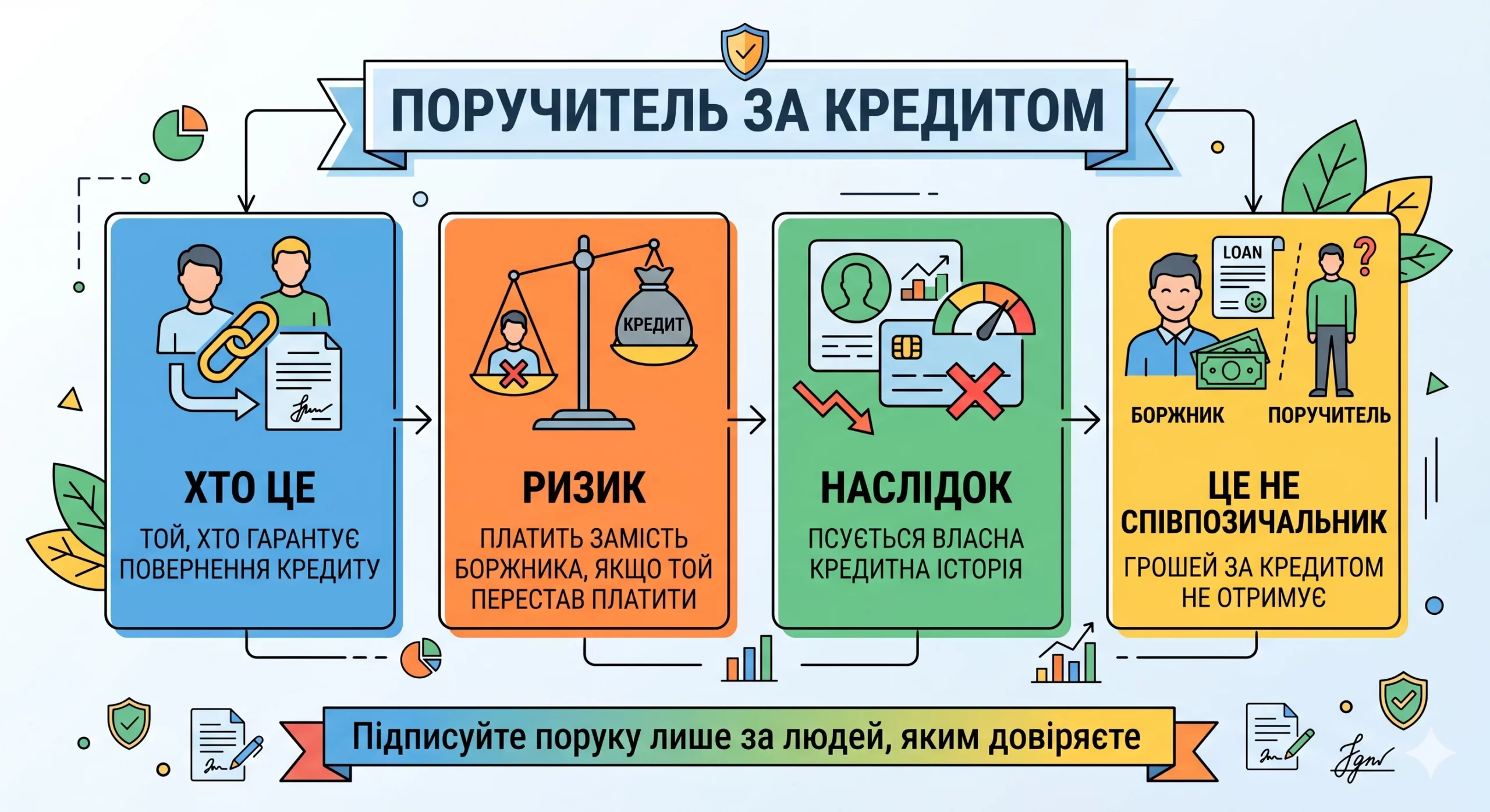 Хто такий поручитель за кредитом і чим він ризикує - інфографіка