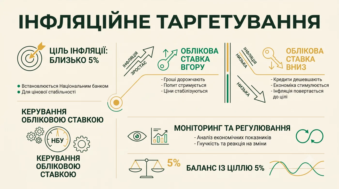 Инфляционное таргетирование: НБУ управляет учетной ставкой ради цели по инфляции около 5 процентов