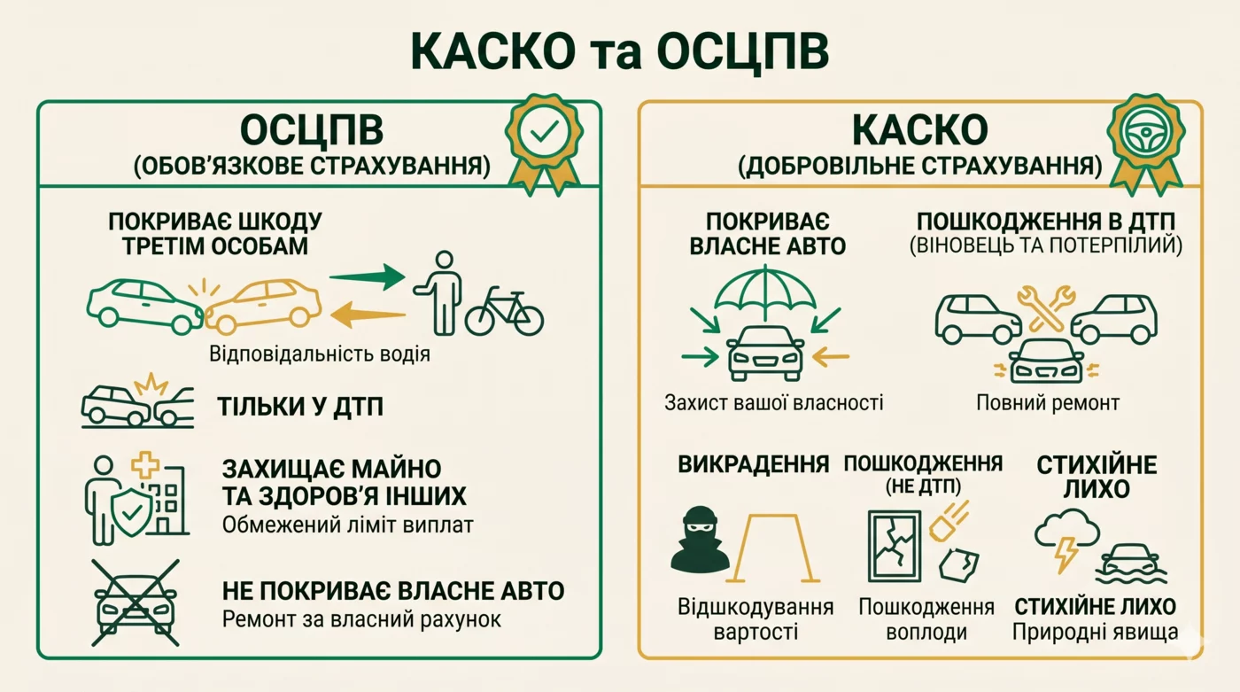 КАСКО и ОСГПО: сравнение обязательного и добровольного автострахования