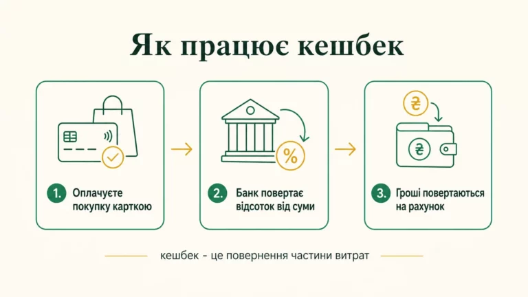 Як працює кешбек: оплачуєте покупку карткою, банк повертає відсоток від суми, гроші повертаються на рахунок