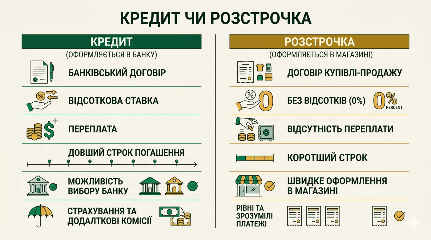 Кредит или рассрочка: сравнение условий, процентов и сроков