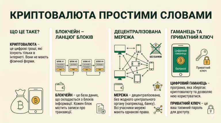 Криптовалюта простими словами: блокчейн, децентралізована мережа, гаманець і приватний ключ