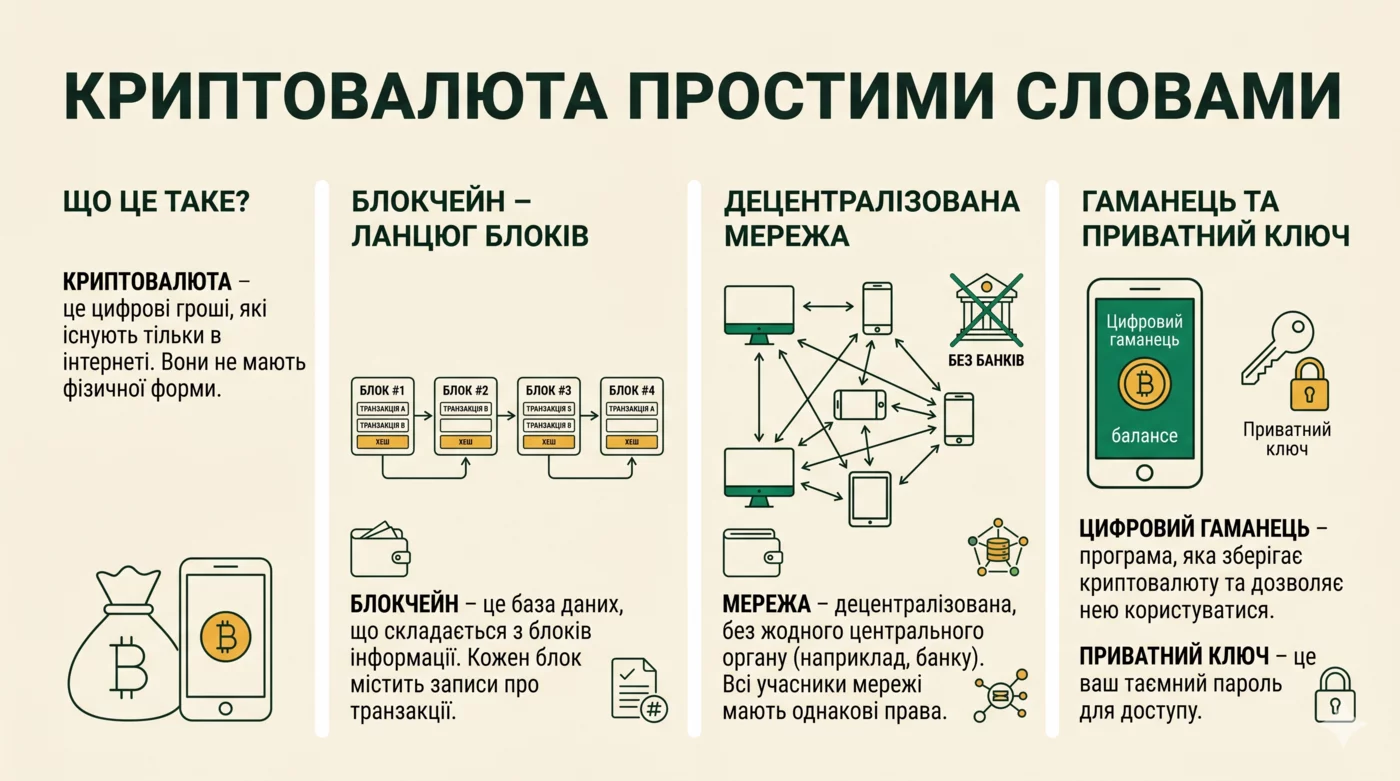 Криптовалюта простыми словами: блокчейн, децентрализованная сеть, кошелёк и приватный ключ