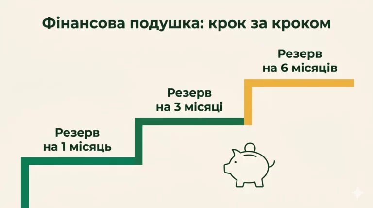 Як накопичити фінансову подушку безпеки покроково: резерв на 1, 3 і 6 місяців витрат