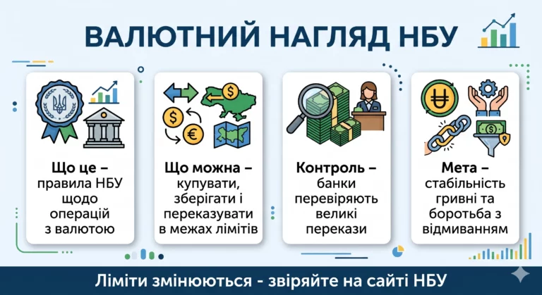 Що таке валютний нагляд в Україні: правила НБУ для фізосіб - інфографіка