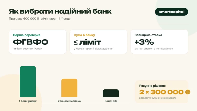 Як вибрати надійний банк. Приклад: 600 000 ₴ і ліміт гарантії Фонду
