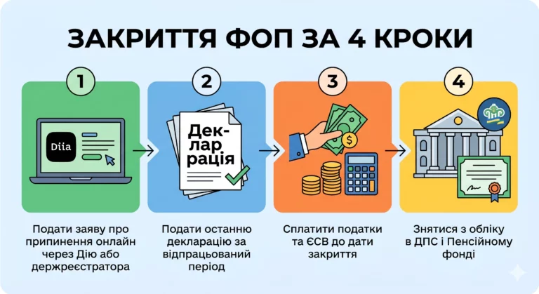 Як закрити ФОП: покрокова інструкція 2026 - інфографіка