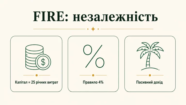 Фінансова незалежність: рух FIRE простими словами - інфографіка