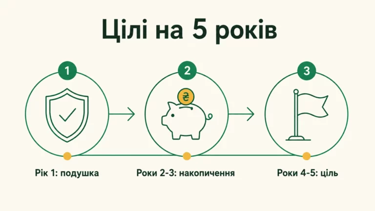 Як поставити фінансові цілі на 5 років: покроковий план - інфографіка