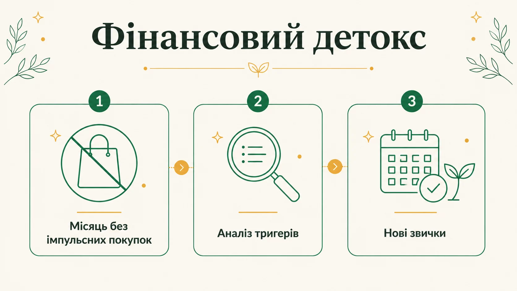 Фінансовий детокс: як припинити зайві витрати за місяць - інфографіка