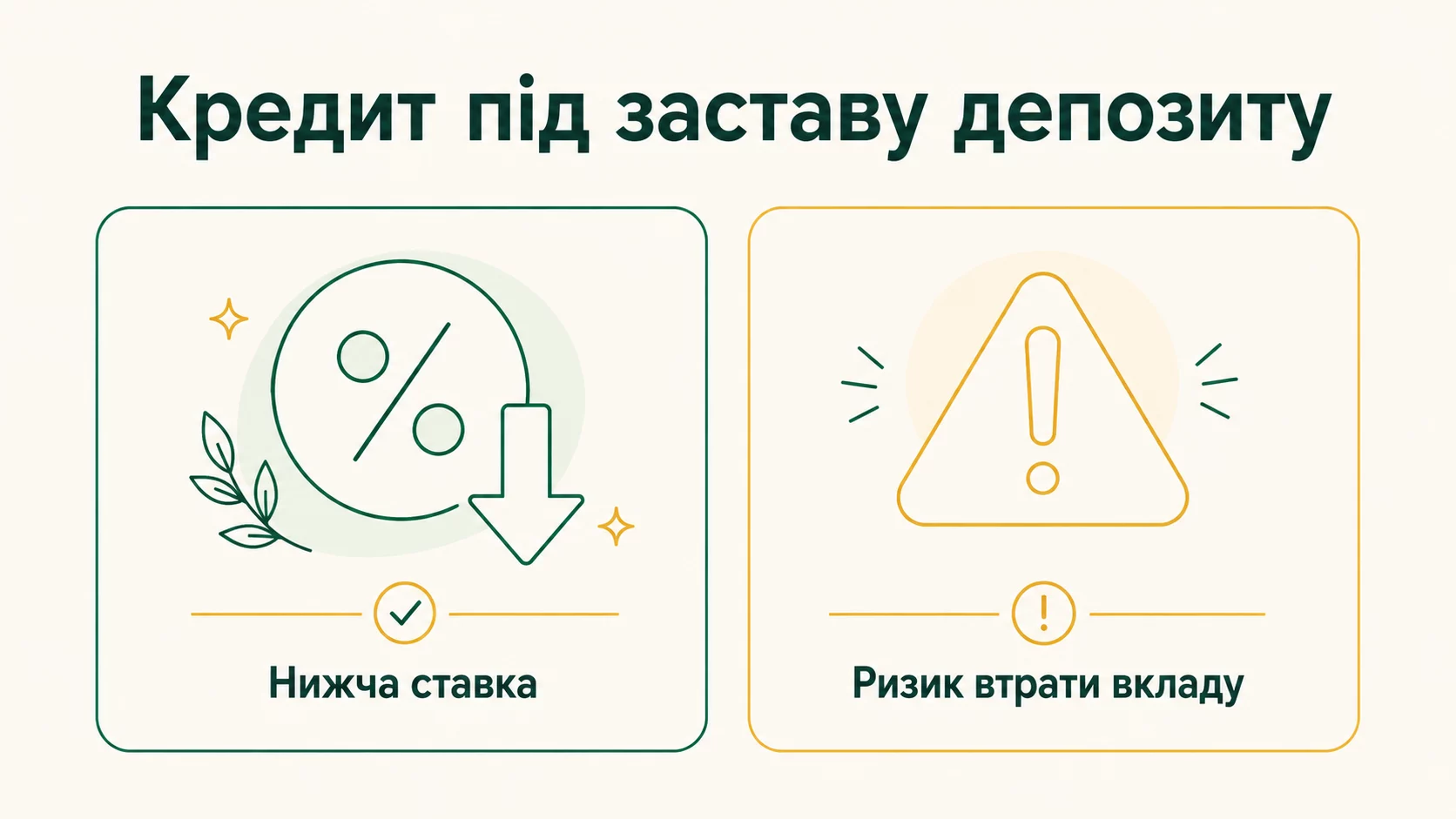 Кредит під заставу депозиту: як працює, чим ризикований і коли вигідний - інфографіка