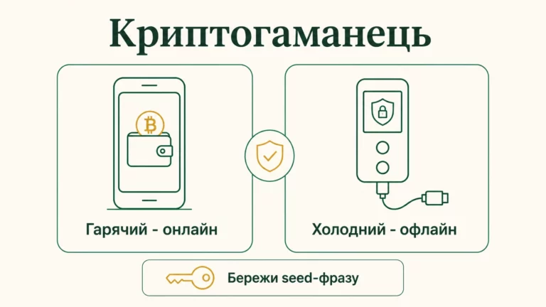Криптогаманець: як зберігати криптовалюту (гарячі й холодні гаманці) - інфографіка