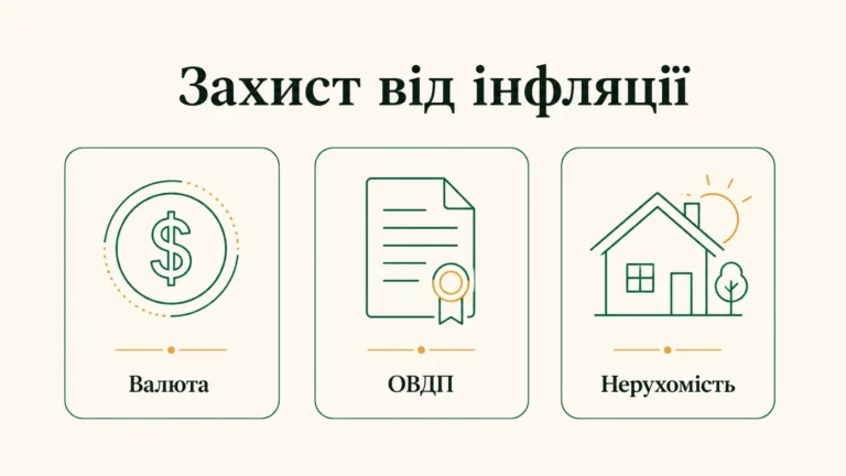 Куди вкладати гроші при інфляції: валюта, ОВДП, нерухомість і реальні активи - інфографіка