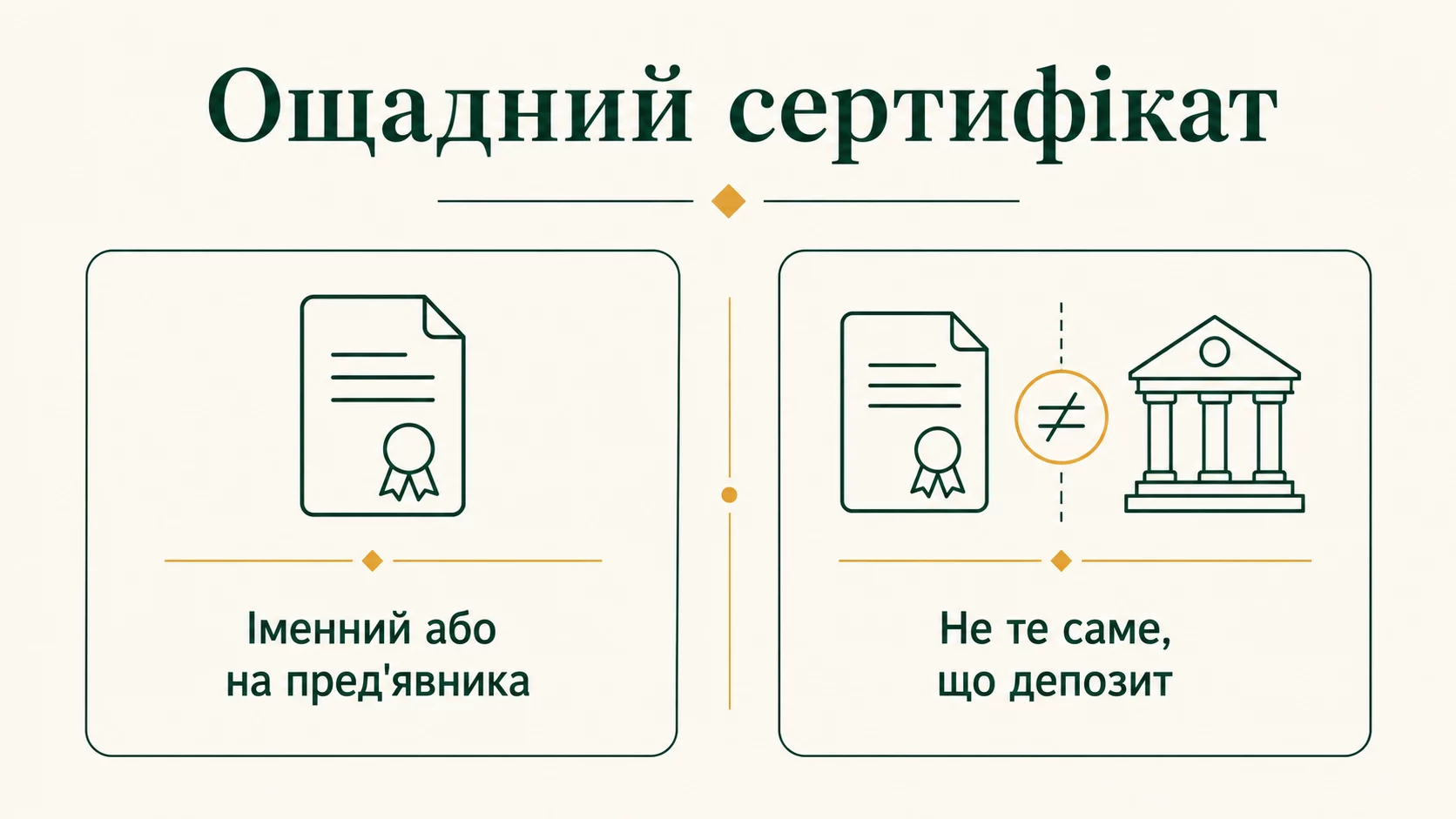 Ощадний сертифікат: що це, види, ризики та приклад - інфографіка