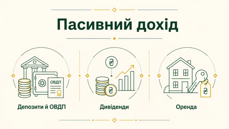 Що таке пасивний дохід і як його створити у 2026 - інфографіка