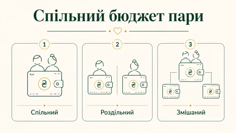 Як вести спільний бюджет у парі: моделі, цілі та прозорість - інфографіка