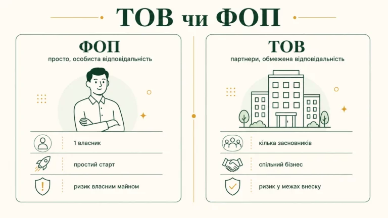 ТОВ чи ФОП: що обрати для бізнесу у 2026 році - інфографіка