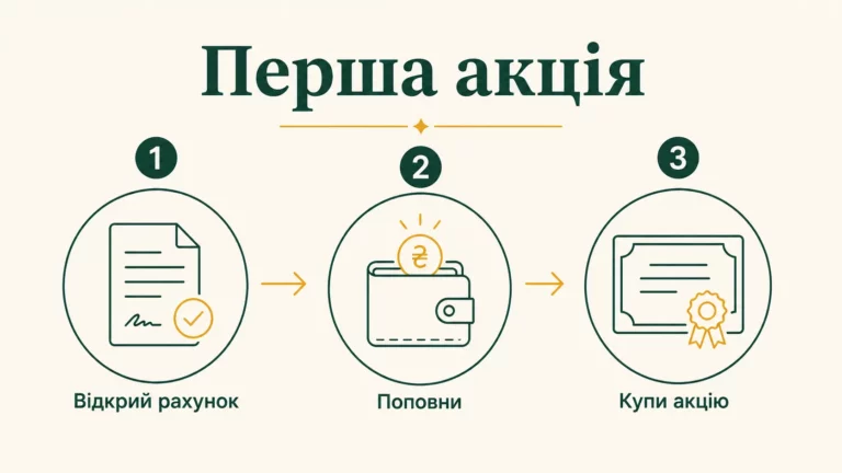 Як купити першу акцію: покрокова інструкція - інфографіка