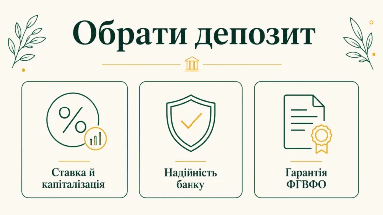 Як обрати вигідний депозит: ставка, капіталізація і ФГВФО - інфографіка