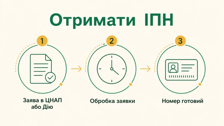 Як отримати ІПН (номер платника податків): через ЦНАП чи Дію - інфографіка