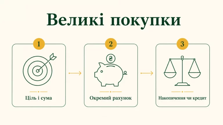 Як планувати великі покупки: накопичення чи кредит, окремий рахунок і приклад - інфографіка