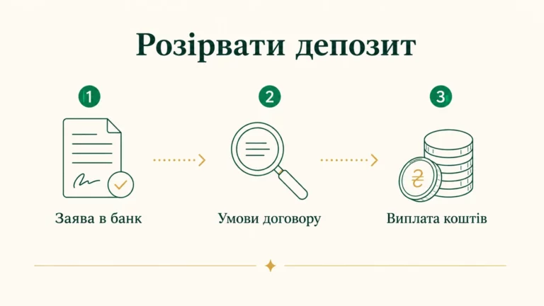 Як розірвати договір депозиту достроково: процедура, наслідки, приклад - інфографіка