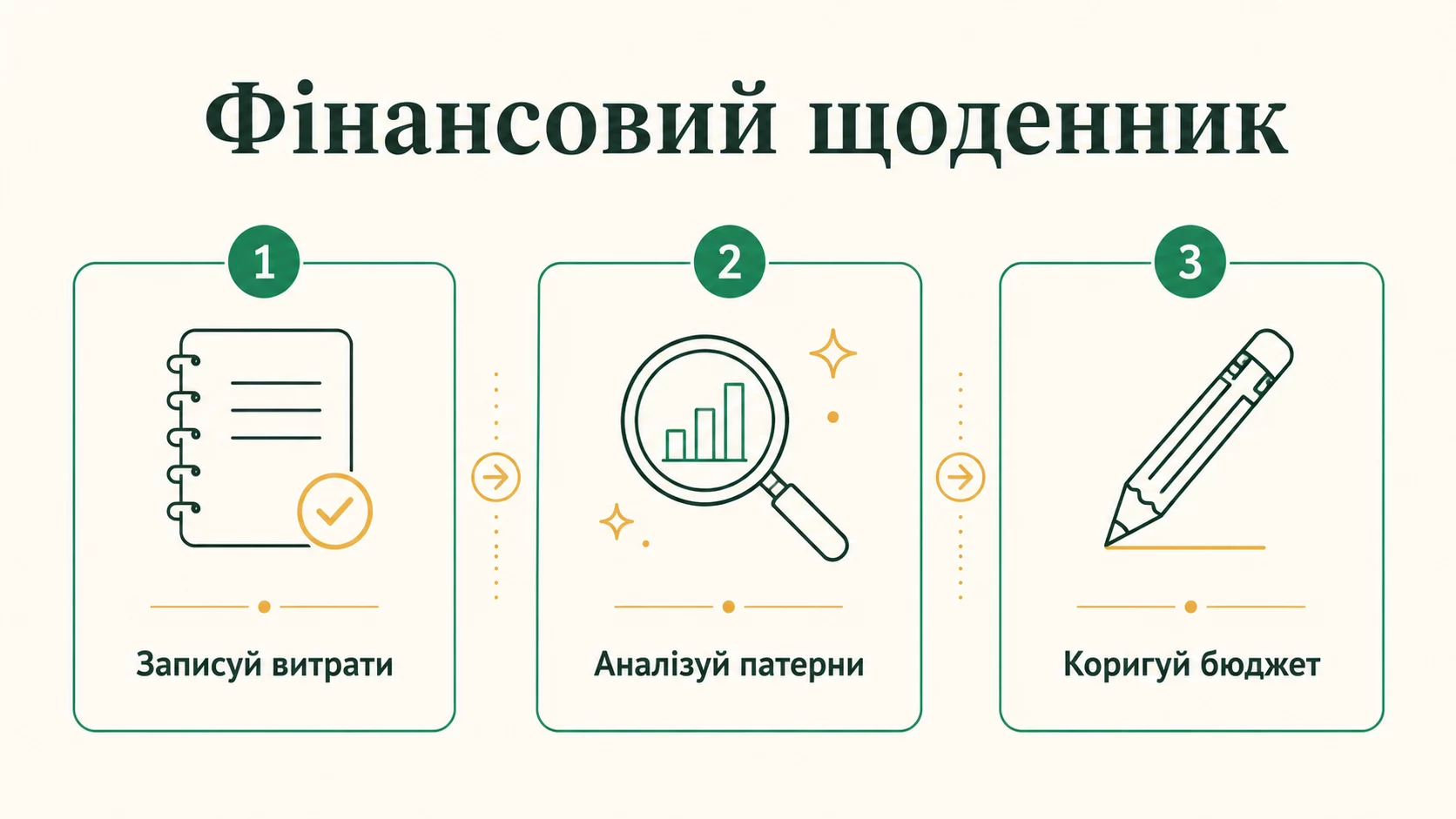 Як вести фінансовий щоденник: покроковий метод обліку витрат - інфографіка