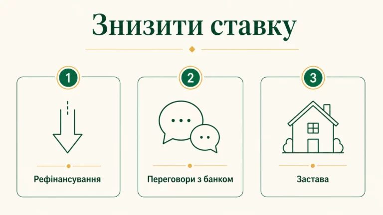 Як знизити ставку за кредитом: рефінансування, переговори і скоринг - інфографіка