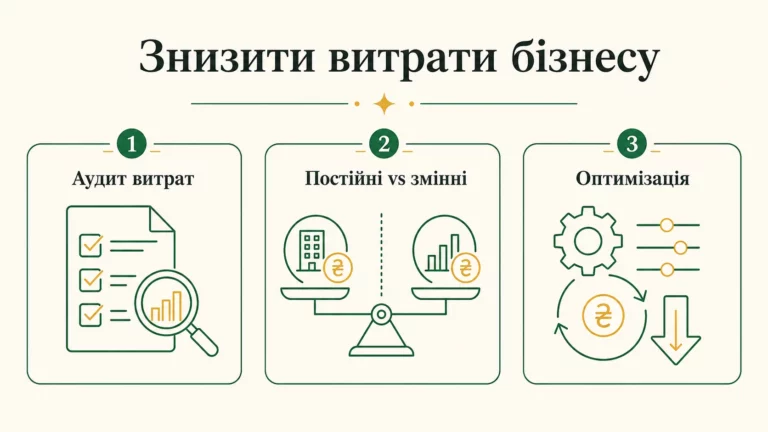 Як зменшити витрати бізнесу без шкоди: аудит, оптимізація, приклад - інфографіка