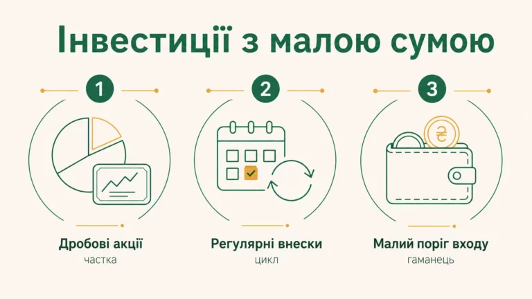 Як почати інвестувати з невеликою сумою: план для початківців 2026 - інфографіка
