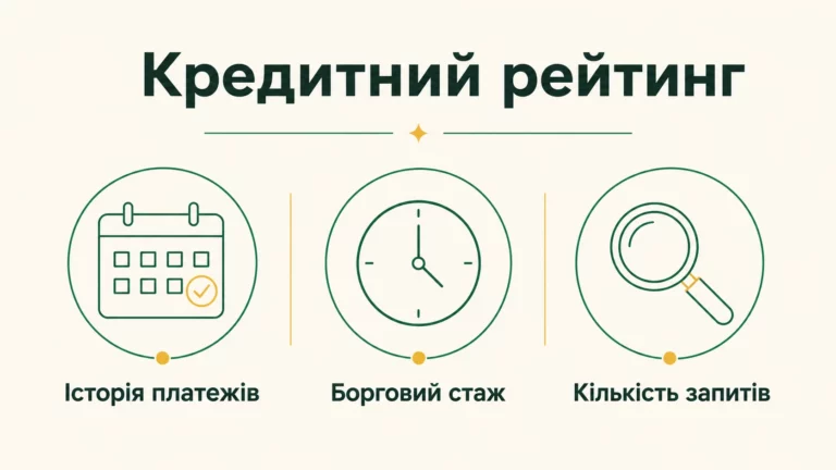 Як формується кредитний рейтинг позичальника в Україні: фактори, бюро, поради - інфографіка