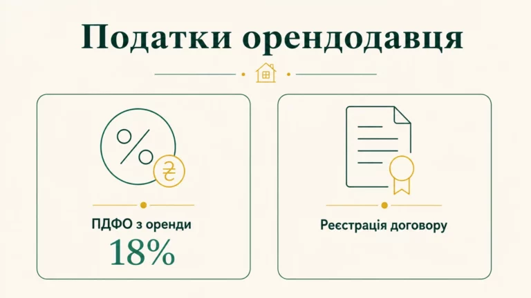 Оренда квартири: які податки платить орендодавець у 2026 році - інфографіка