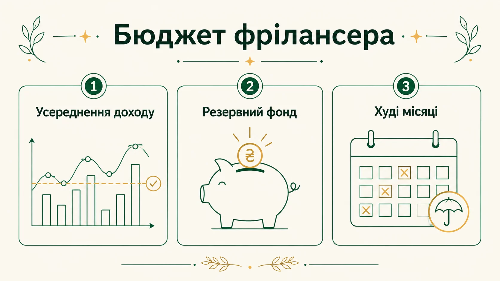 Як вести бюджет фрілансеру з нерегулярним доходом - інфографіка